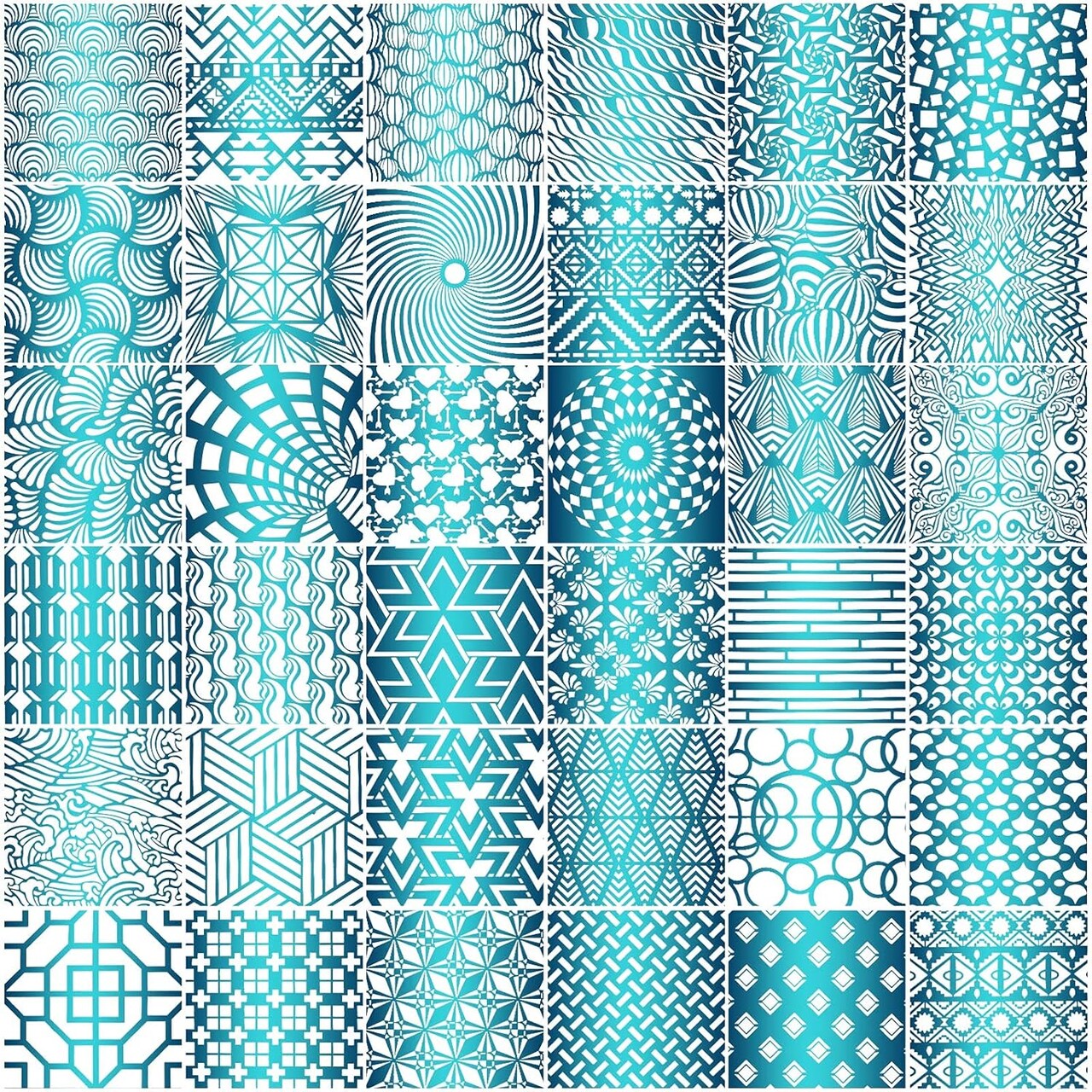 36PCS Geometric & Mandala Stencils Set – 6x6 Inch Reusable Plastic Painting Templates for DIY Wall Art, Furniture, Floor Decor & Craft Projects